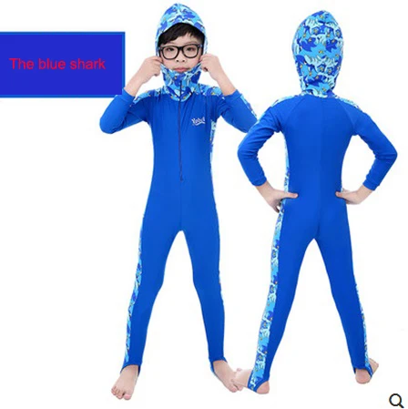 Детский Гидрокостюм одежда для ныряния для мальчиков и девочек детская одежда для защиты от солнца Детский костюм для дайвинга Гидрокостюмы спортивный купальник - Цвет: Синий