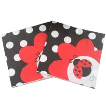 20pcs/set Creative Cartoon Paper Napkins for Happy Birthday Party Ladybug theme cute Napkins Kids Favors Party Decor Supplies