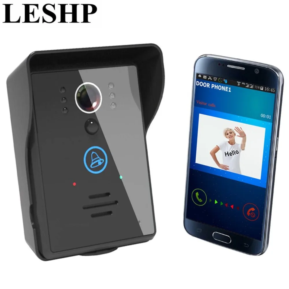 

LESHP Wireless Video Door Phone WIFI IR Night Vision Visual Doorbell 140 Degrees Super Wide Viewing Angle Video Intercom EU Plug