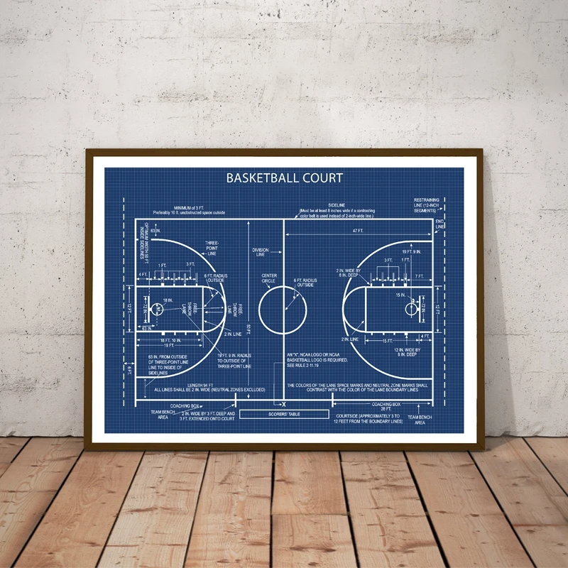 Баскетбольная площадка постер Холст Искусство принты, Спорт Баскетбол Холст Живопись ретро Настенная картина для мальчиков комната Искусство Декор