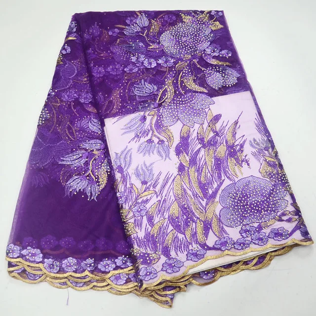 

2018 latest African French net lace high quality with stones tulle lace fabric for Wedding Dresses