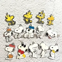 20 шт мультфильм Аниме Белые желтые собаки милые смешанные эмалированные ожерелье с металлической подвеской Подвески самодельные ювелирные изделия делая вечерние сувениры