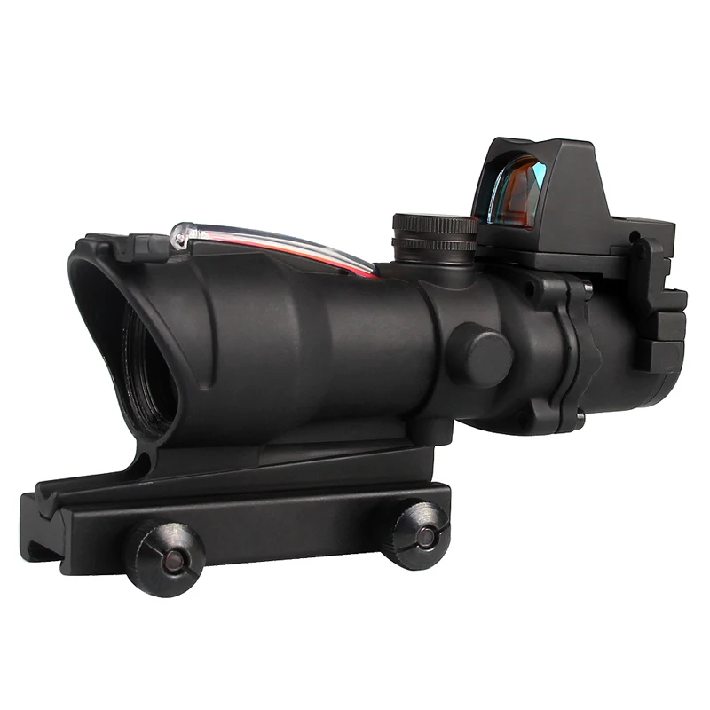 New Arrival Trijicon ACOG Style 4X32 Real Red Fiber Source Red Illuminated Rifle Scope w RMR Micro Red Dot HT6-0058-4