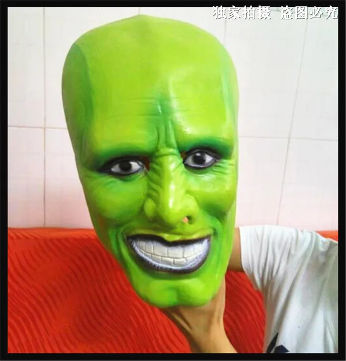 

Free shipping Hot!! Halloween Party Cosplay Latex Classic Movie Adult The Mask Jim Carrey Mask Cosplay Helmet Green Movies Mask