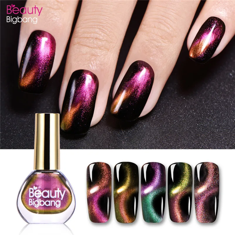 

BeautyBigBang 6ml 3D Cat Eye Nail Polish Holographic Chameleon Magnetic Aurora Series Glitter Varnish Magnet Nail Art Lacquer