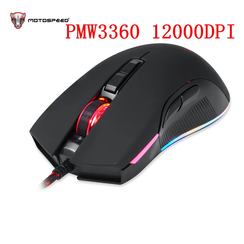 Motospeed V70 USB Wired Gaming Mouse PMW3325 5000DPI PMW3360 12000 DPI Computer RGB LED Multi Color 3