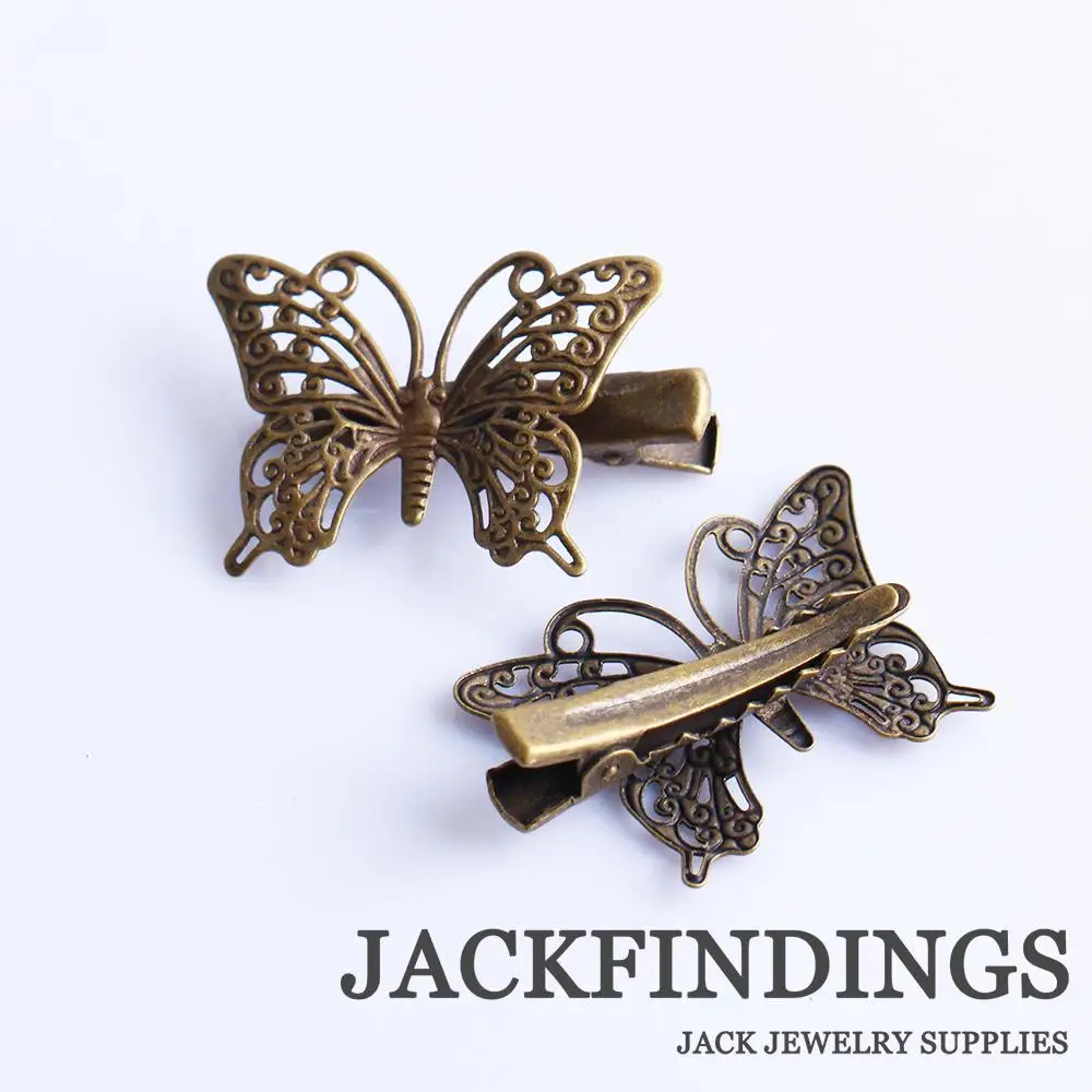 41*26mm 10pcs Antique Bronze Plated Hairpin Settings Hair Clips Cameo