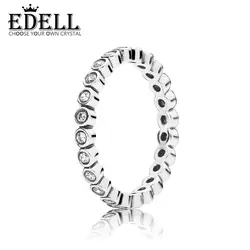 EDELL 100% 925 пробы Silver 1:1 оригинальный 190941CZ очаровательные Малый бриллиантовой огранки кольцо Для женщин изделия очаровательный подарок