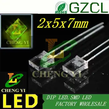 

Square led diode 2x5x7mm package Green dip led 568-575nm 2.0-2.5V Free shipping