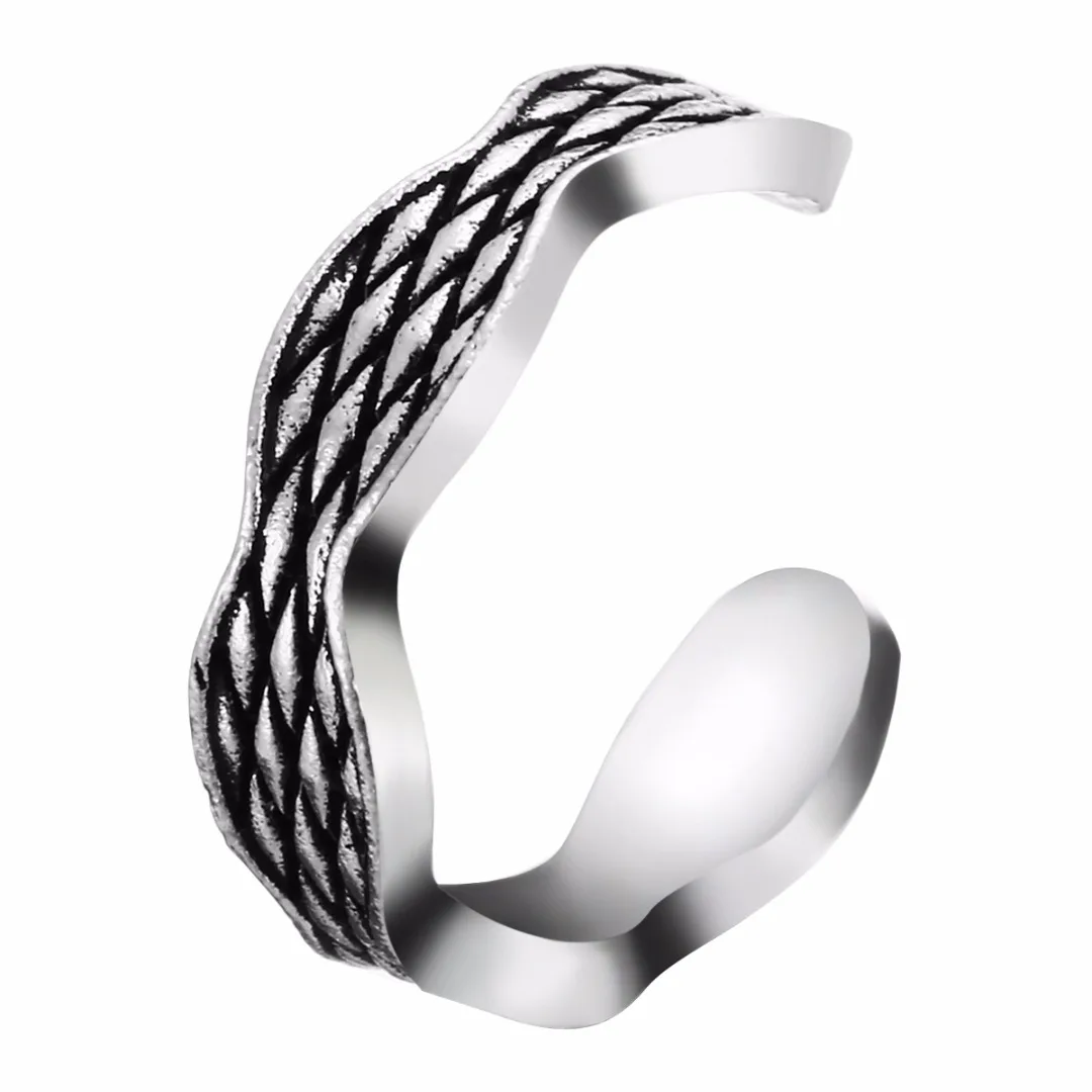 Vintage Antique Silver Carved Flower Toe Ring Foot Jewelry Geometric Metal Wave Flower Toe Ring Adjustable Jewelry For Women