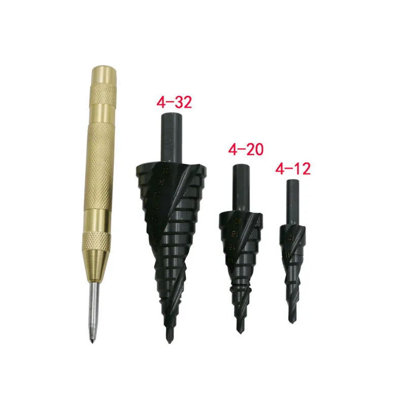 

4-32MM 3PCS HSS cobalt step Drills with Nitrogen High Speed Steel Spiral for Metal Cone Drill Bit Set Triangle Shank Hole Cutter