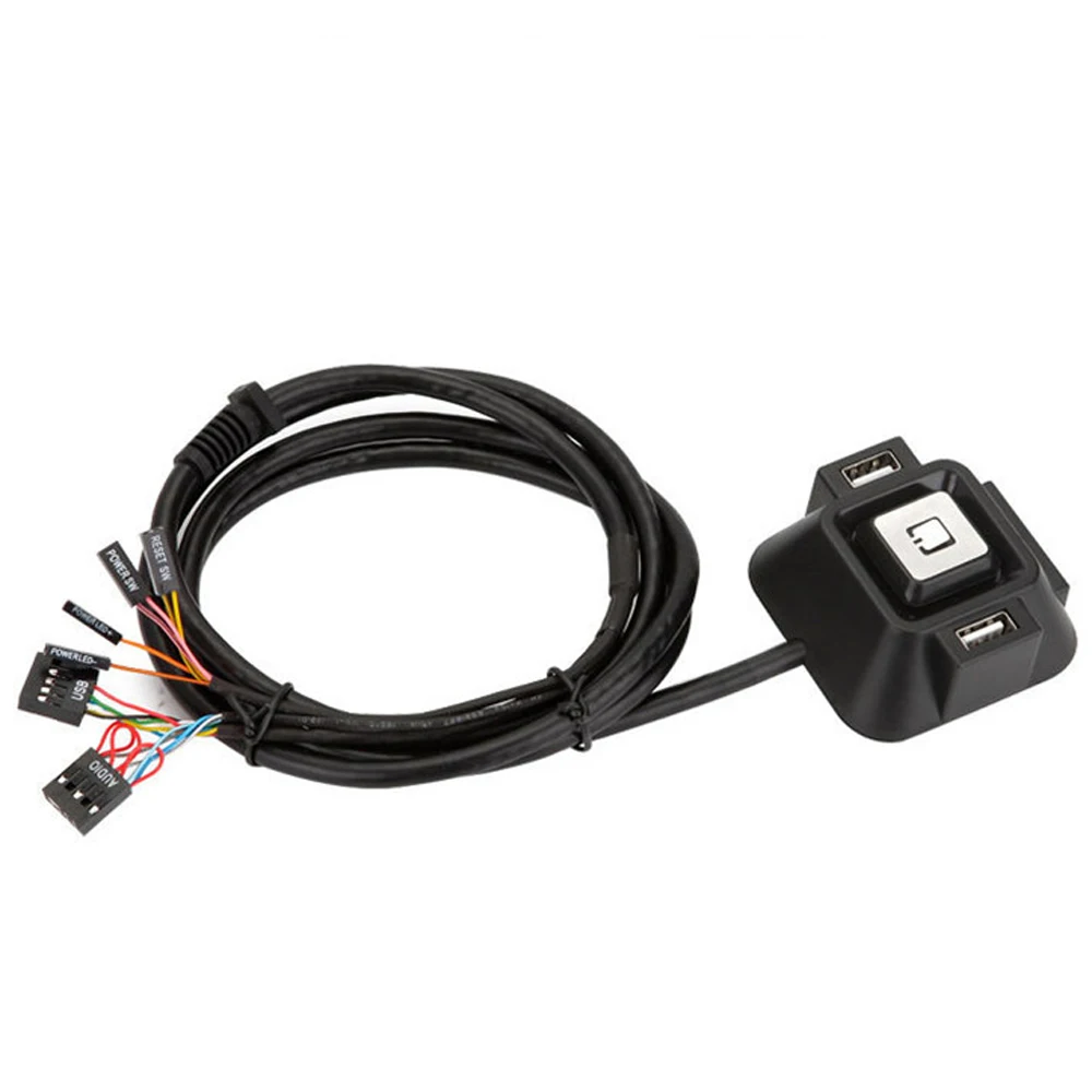Diewu حالة الكمبيوتر المكتبي pc امدادات الطاقة on/off إعادة زر التبديل مع مزدوجة usb و الصوت المزدوج 1.2 متر طول الكابل