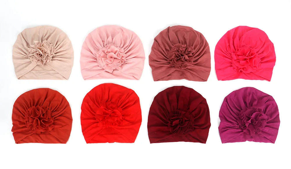New Fashion Flower Baby Hat Newborn Elastic Baby Turban Hats for Girls 10 Colors Cotton Infant Beanie Cap 1 PC baby stroller accessories