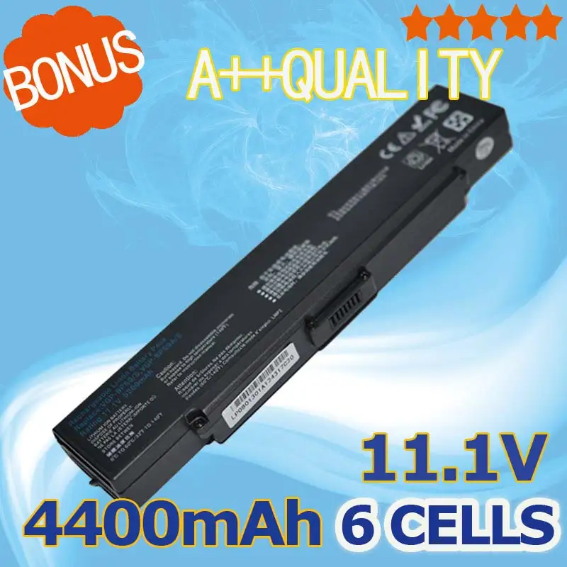 6 ячеек 4400mAh аккумулятор для ноутбука Sony VAIO VGP BPL9 BPS10 BPS9/S BPS9A/S BPL9C BPS9/B BPS9A/B|laptop battery for