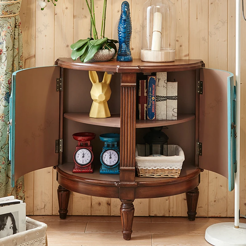 Retro painted vestibule hall, garden decoration cabinet, two doors, semi-circular cabinets, entrance counters, Retro painted vestibule hall, garden decoration cabinet, two doors, semi-circular cabinets, entrance counters,