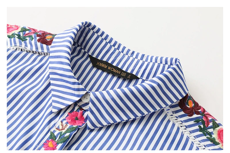 2018 Women's Shirt Loose Plaid Blouse Long Sleeve Spring And Summer New Embroidery Decorative Embroidery Shirt For Ladies D8A155 (12)