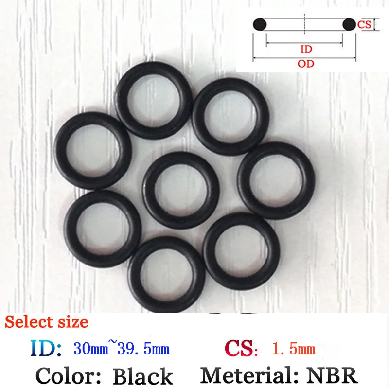 

CS 1.5*39mm FluoroRubber O-Ring 10pcs Washer Seals Plastic gasket Silicone ring film oil and water seal gasket NBR material Ring