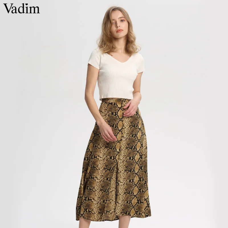 Женское элегантное платье vadim со змеиным принтом миди юбка faldas mujer с боковой молнией, дизайнерская женская Повседневная Уличная одежда, шикарные юбки BA157