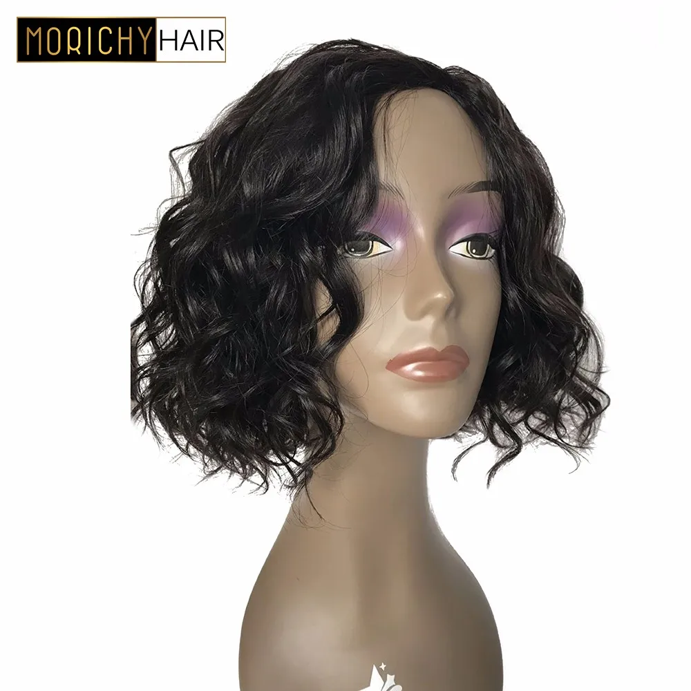 

Morichy short Bob Loose Wave Wigs Human Hair Wig Brazilian Machine Made Wigs for Black Woman Non Remy Natural Black Color