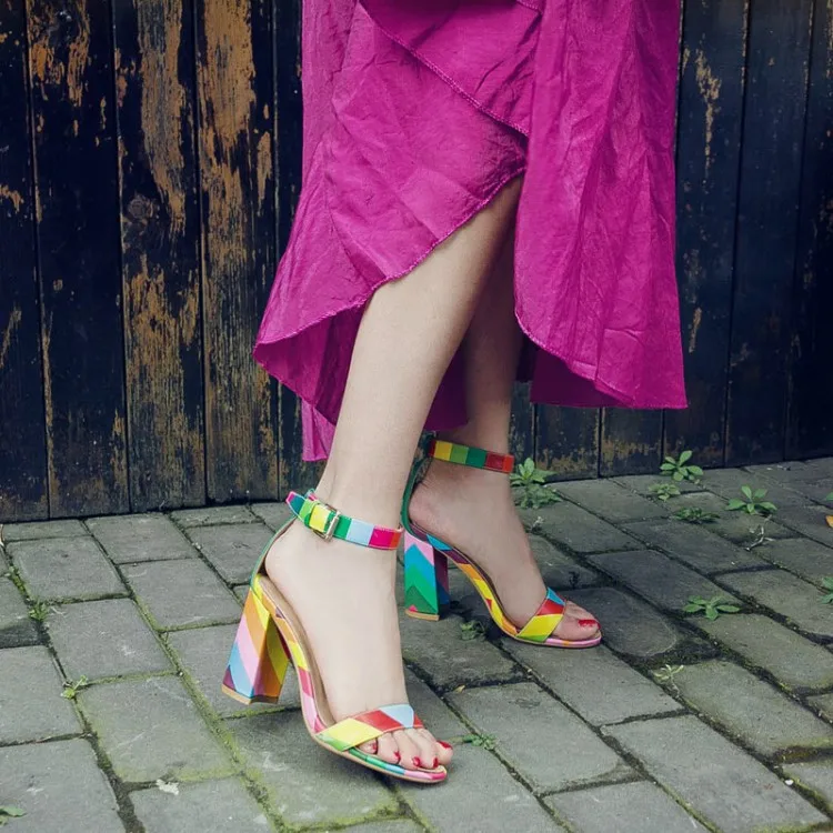womens rainbow colored sandals