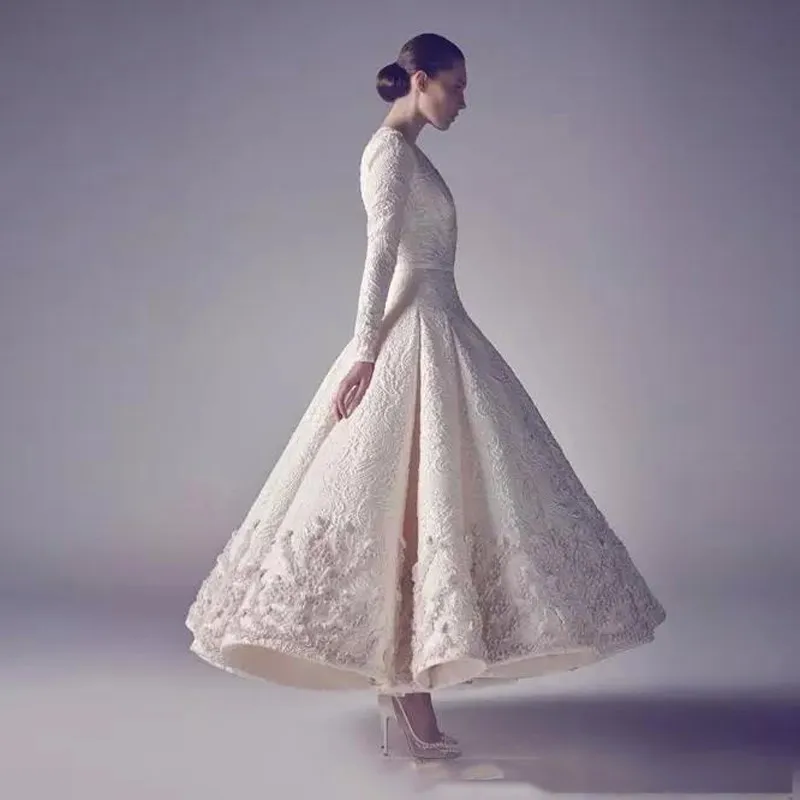 1950s Prom Dresses Pure White Ashi Studio 2015 Long Sleeve Deep V Neck Satin Beading Appliqued Personalized Party Gowns Free Shipping