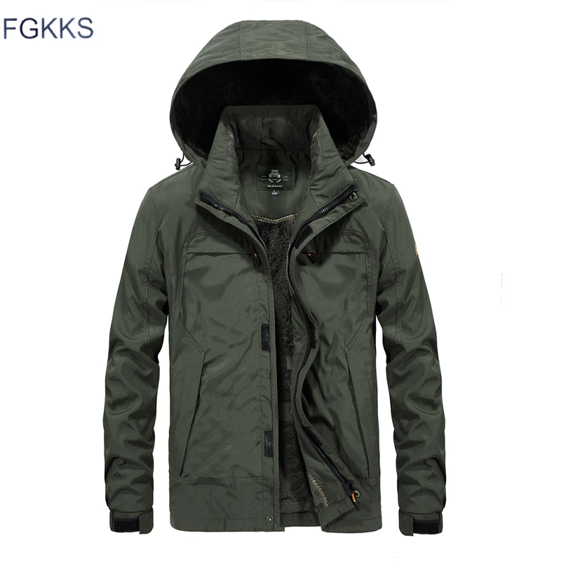 

FGKKS Fashion Brand Mens Military Super Thick Hooded Jacket 2018 Winter Men Windproof Waterproof Jacket Coat Male