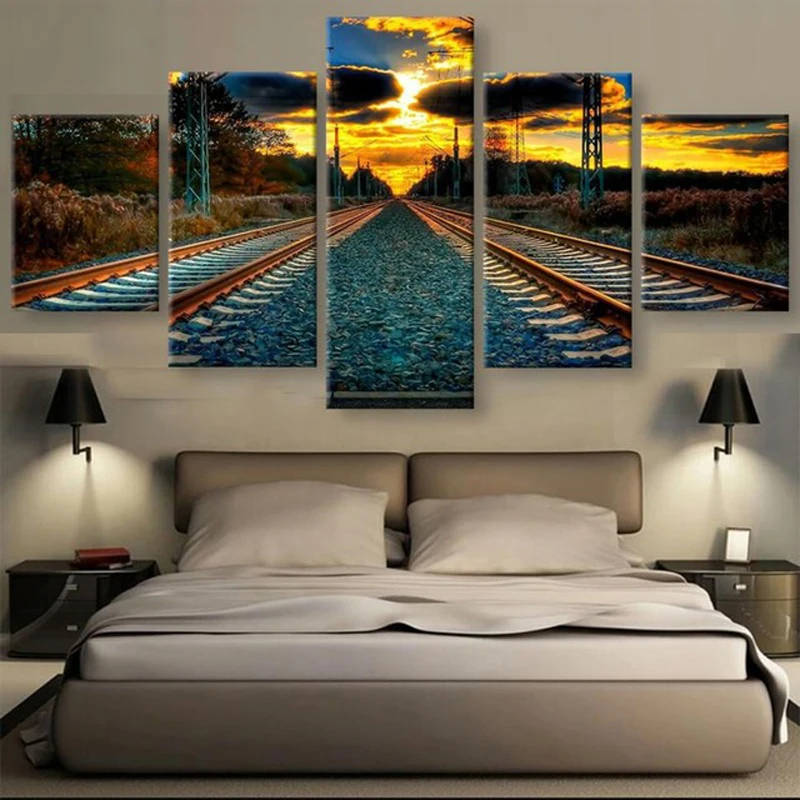 Framed-5-Piece-Canvas-Painting-Train-Tracks-Sunset-Cuadros-Landscape-Canvas-Wall-Art-Home-Decor-For.jpg_.webp_640x640