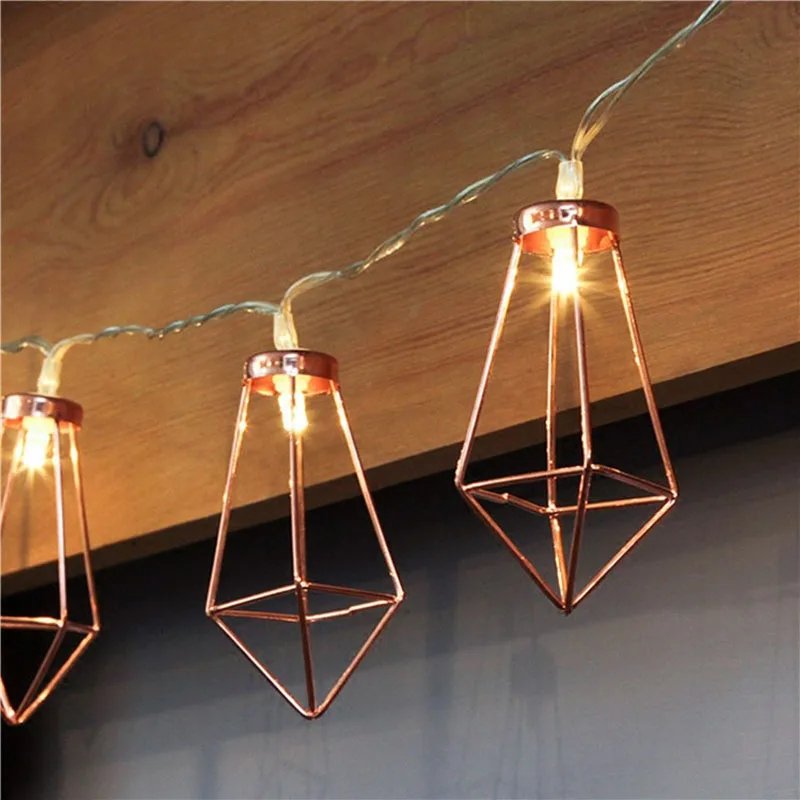 Rose Gold Diamond Led String Lights 10led 20led Metal Fairy Light Rose Gold Diamond Led String Lights 10led 20led Metal Fairy Light For Christmas Wedding Bedroom Lighting Battery Operated