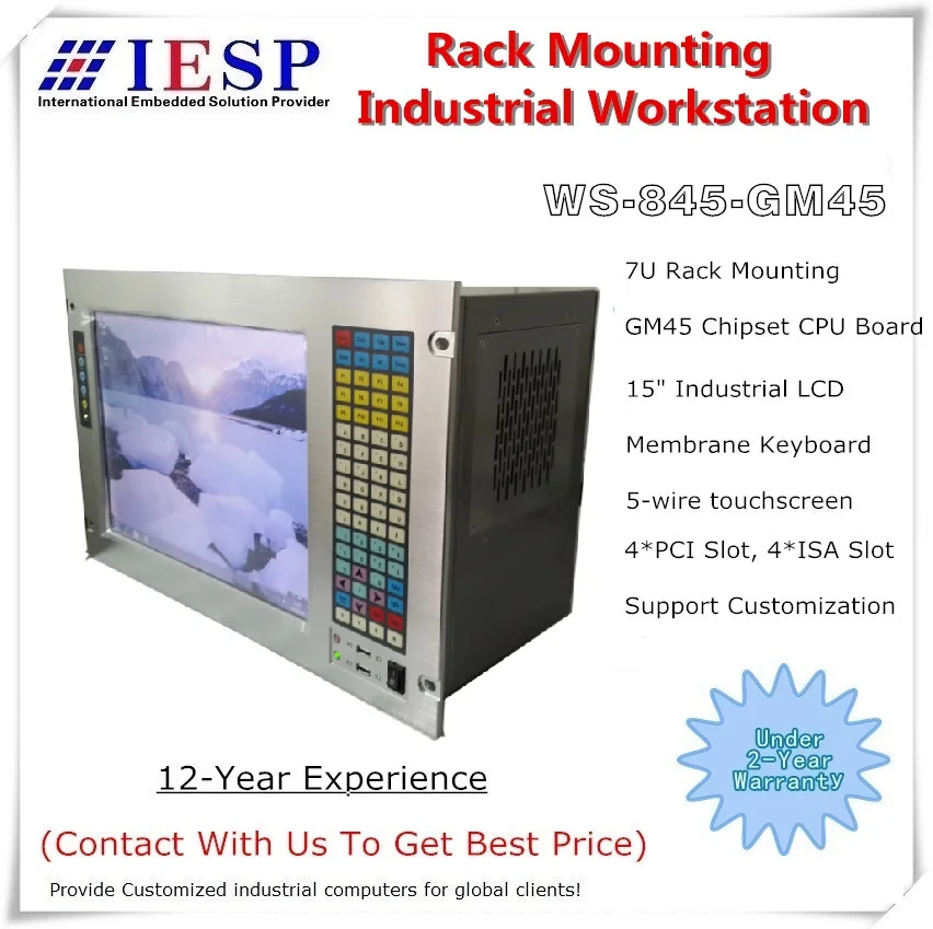 

19" 7U Rack Mount Industrial Workstation, 15" LCD, with touchscreen, Core P7550 CPU ,GM45 chipset, 2GB RAM, 320GB HDD