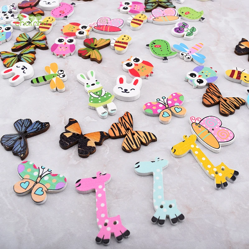 

Chainho,100pcs/Bag,Mix Cartoon Animal Series,Wooden Buttons Of DIY Scrapbooking Patchwork Sewing/Crafts & Home Decoration WB-022