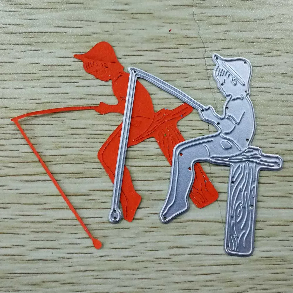 

Craft Embossing Die Boy Fishing Border Metal Cutting Dies for Scrapbooking Card Making New Arrival 2019 Cut Template
