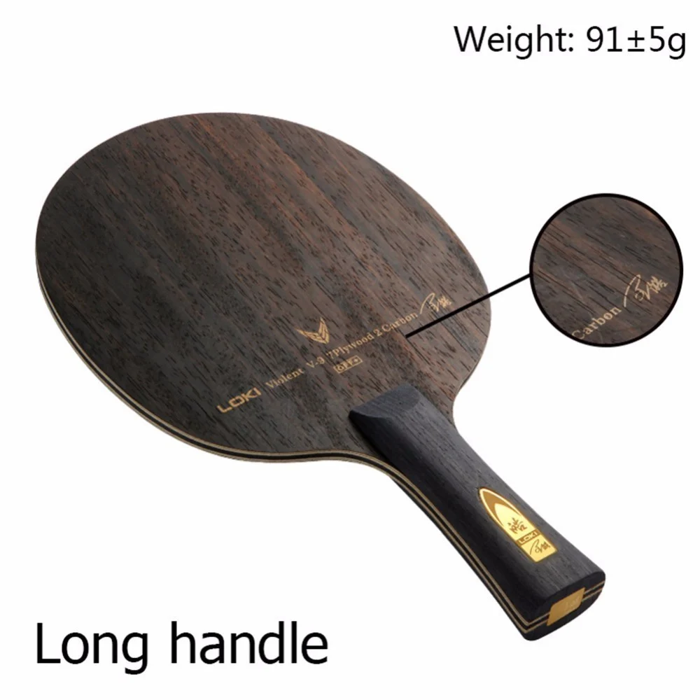 long handle Профессиональный LOKI Ebony углеродистая ракетка для пинг-понга, 9 слоев, ракетка для настольного тенниса, лезвие Arc offension, быстрая атака, длинная короткая ручка, V9, летучая мышь - Цвет: long handle