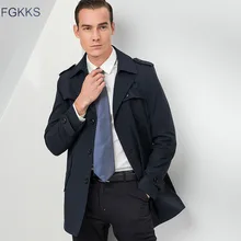 FGKKS мужской Тренч s осенний мужской повседневный брендовый тонкий однотонный Тренч s модный Удобный мужской Тренч