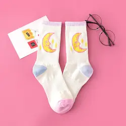 Dreamlikelin Kawaii Harajuku Moon узор для женщин Девушка Школа хлопок длинные экипажа носки для девочек высокое Ullzang Sox подарки девочек