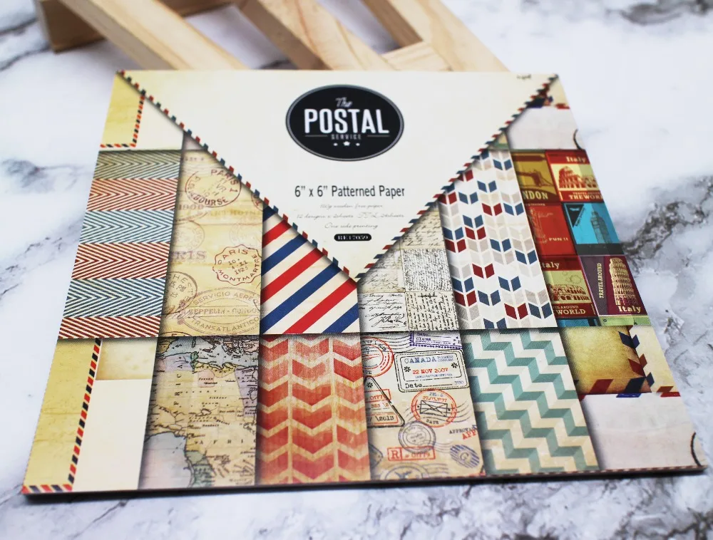 

12/24 sheet 6"X6" Vintage Postal patterned paper Origami paper pack for Decor/gift handmade craft paper craft Background pad