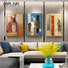 מופשט פיקאסו מפורסם גיטרה HD בד ציור אמנות קיר תמונות לסלון בית תפאורה פוסטרים והדפסים בסגנון נורדי