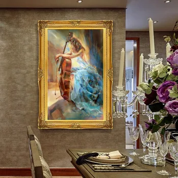 

Hand Painted Romanticism Oil Paint Painting Colorful Musician Dancer Canvas Painting For Home Wedding Decoration Art Picture