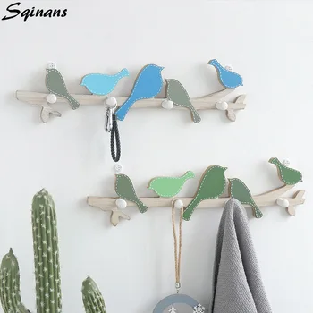 

Sqinans Wood Wall Hook Key Holder Wooden Clothes Hanger Wall Coat Hook Home Decoration Key Hanger Wall Storage Rack Shelf