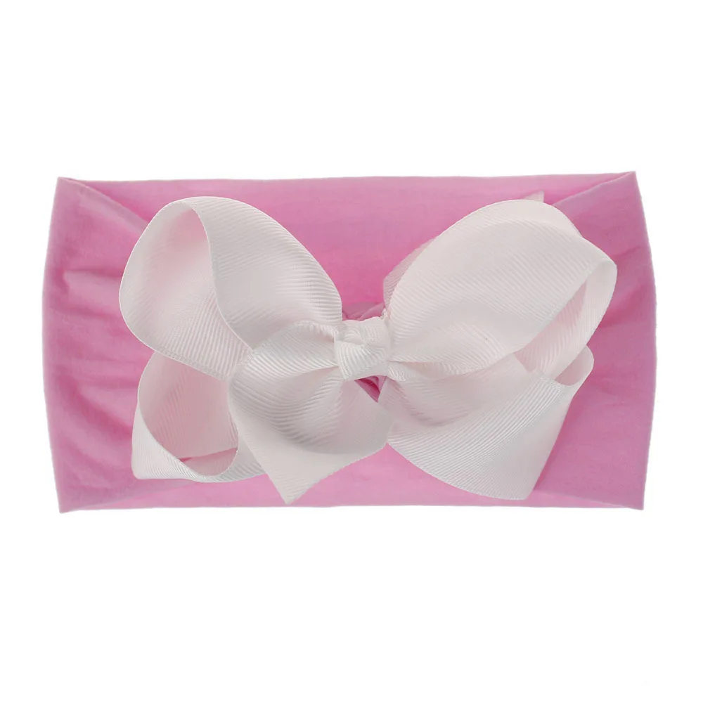 nylon bow headband pink 