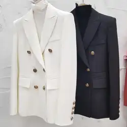 Женский 2019 весна осень двубортный модный офисный женский белый блейзер Пальто