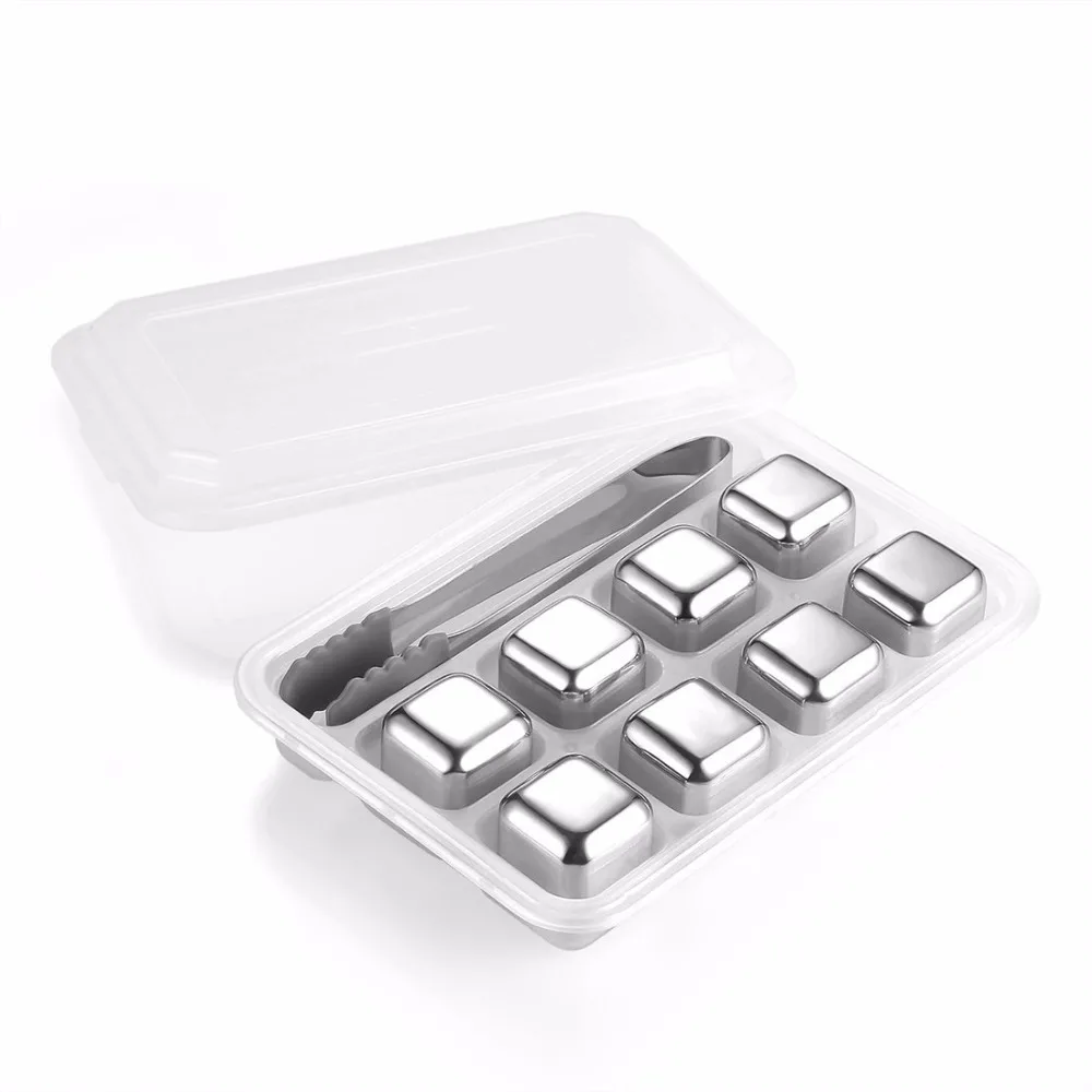 Set of 8 Stainless Steel Ice Cubes,Whiskey Rocks for Wine,Whiskey,Beer