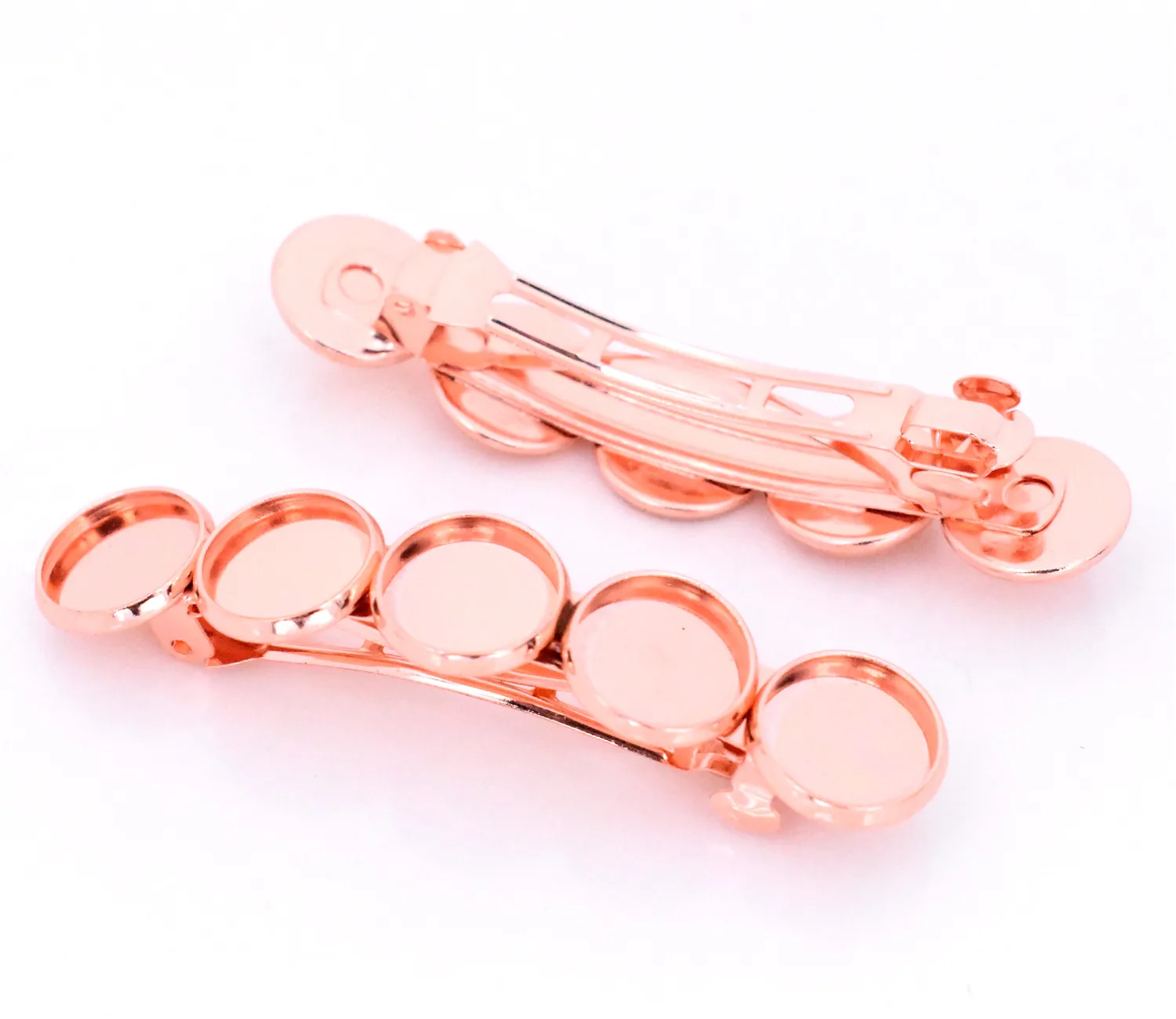 

New Fashion 5pcs 12mm With 5 Cameos Rose Gold Plated Copper Material Hairpin Hair Clips Hairpin Base Setting Cabochon Cameos