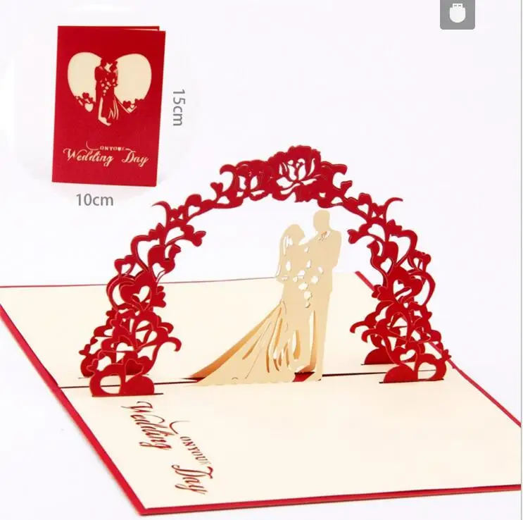  New Arrival Sweet Heart 3D Wedding Decorations Wedding Card folding Type Wedding Invitation Card - 32775679735