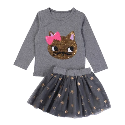 Humor Bear/Осенняя детская одежда для маленьких девочек Милая клетчатая футболка с длинными рукавами и бантом+ юбка комплекты из 2 предметов комплекты одежды для девочек-школьников