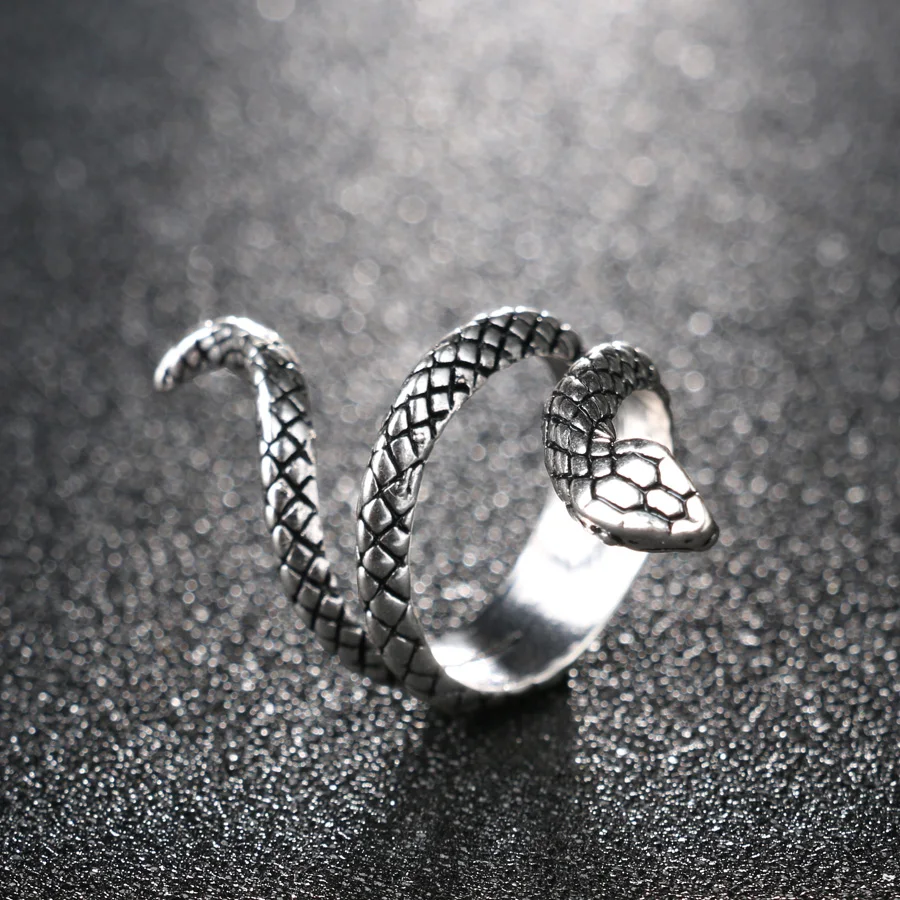 Модные кольца в виде змейки Для женщин цвет серебро тяжелые металлы кольцо панк Рок Винтаж животных Ювелирные изделия