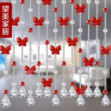 Новинка, 5 струн, украшение для дома, штора стекло из бисера, индивидуальные бабочки, занавес украшенный камнями