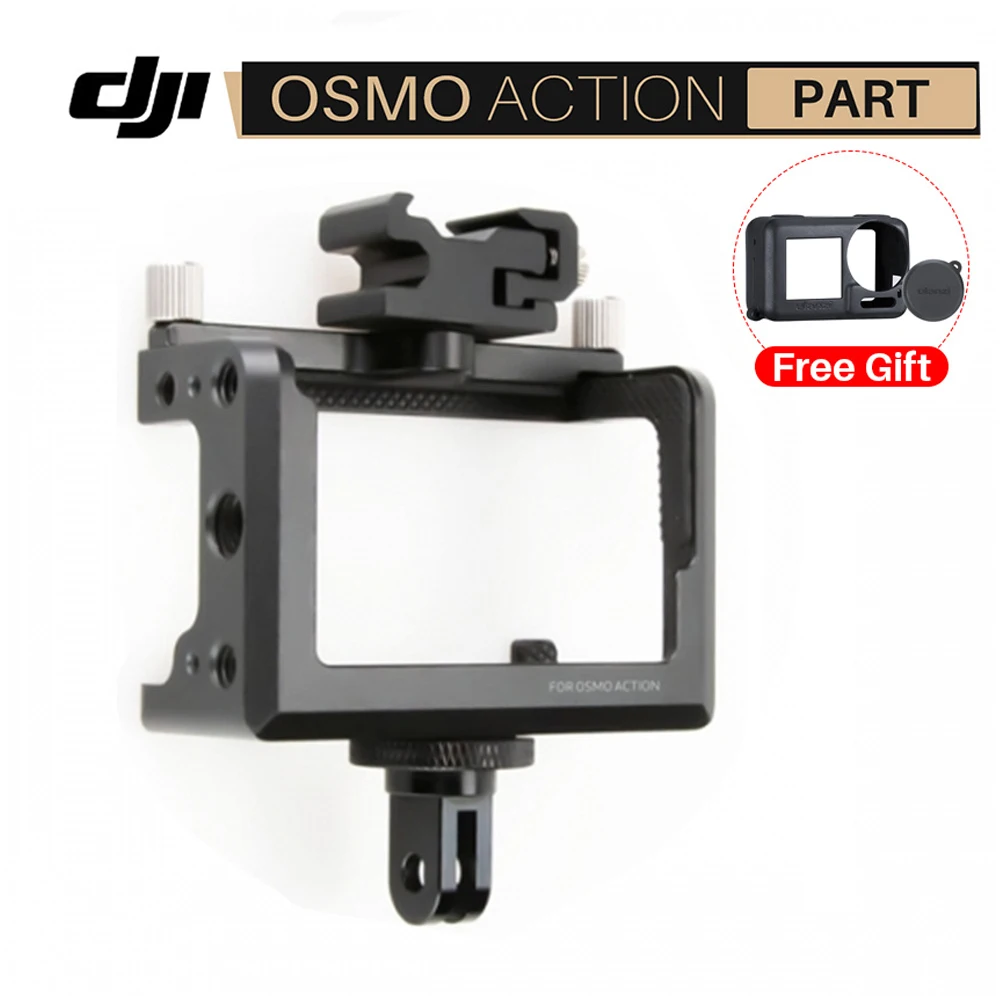 

DF DIGITALFOTO OA-DM01 Vlogging Metal Cage Case for Dji Osmo Action Vlog Case with Cold Shoe for Microphone LED Light Tripod