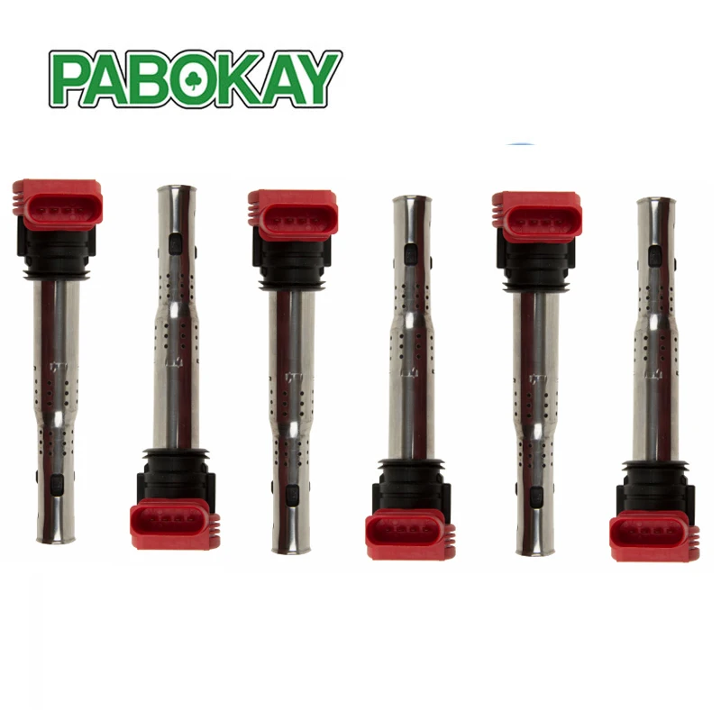 6 шт. x Катушка зажигания для Audi A4 A5 A6 A7 A8 Q5 Q7 R8 Quattro VW Touareg 2.42.7 2 8 3 0 TDI TFSI V6 06D905115 06E905115E |