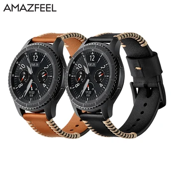

AMAZFEEL For Samsung Gear S3 Genuine Leather Watchband High Quality Smart watch Replacement Bracelet Buckle Strap 22MM Universal