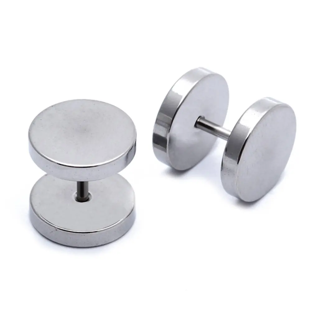 

Pair Men's Titanium Steel Barbell Stud Earrings Gothic White 10mm